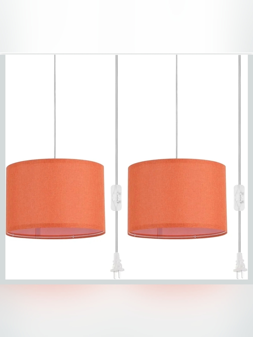 2 Pack Plug in Pendant Light, Hanging Light with 15Ft Clear Cord, On/Off Switch